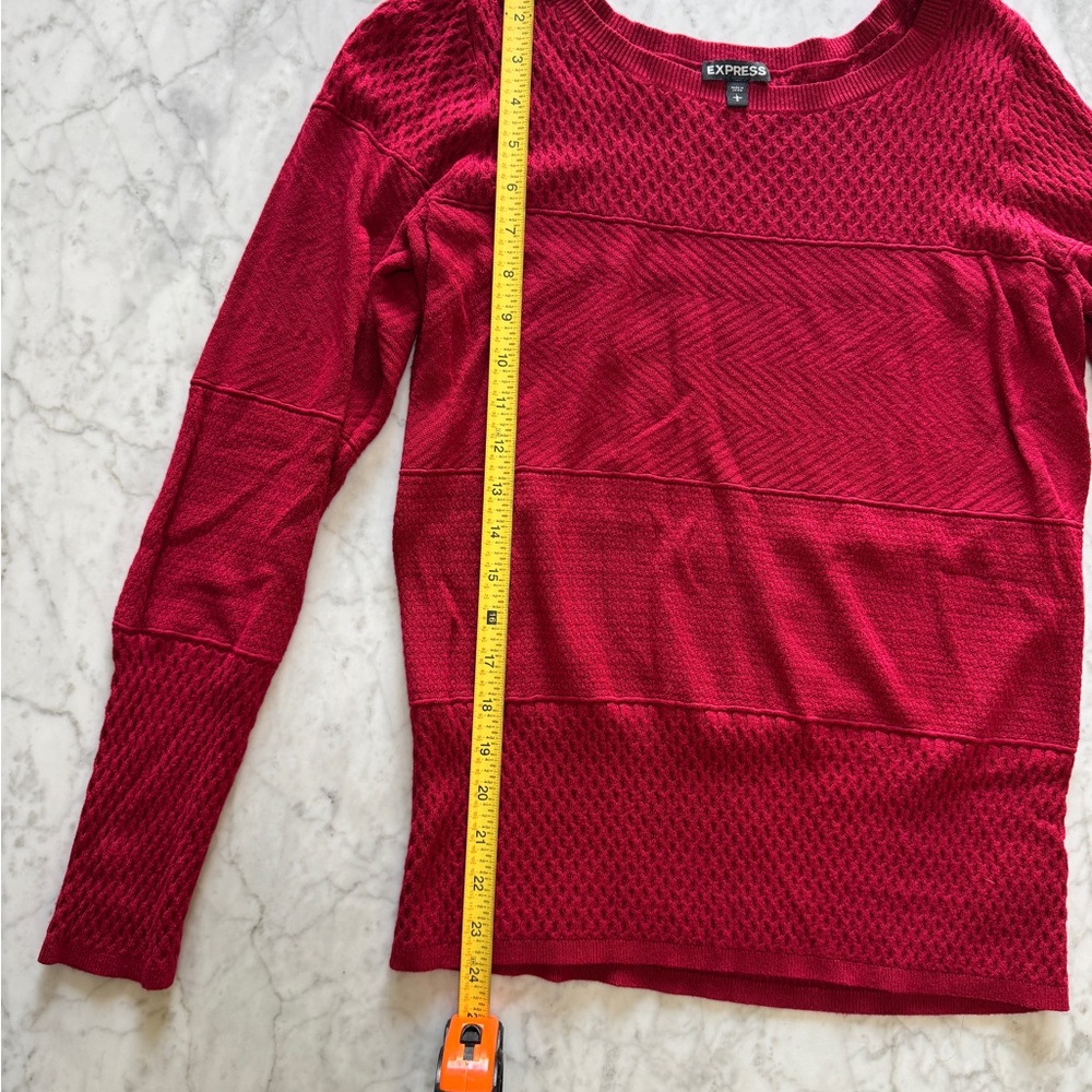 Express Rich Red Textured Sweater - Picture 4 of 6